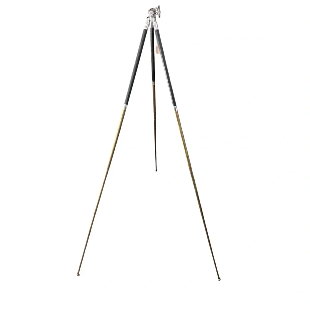 Vintage Minori Cine Camera 6 Section Tripod Rokuwa Co Camera Stand Black Gold